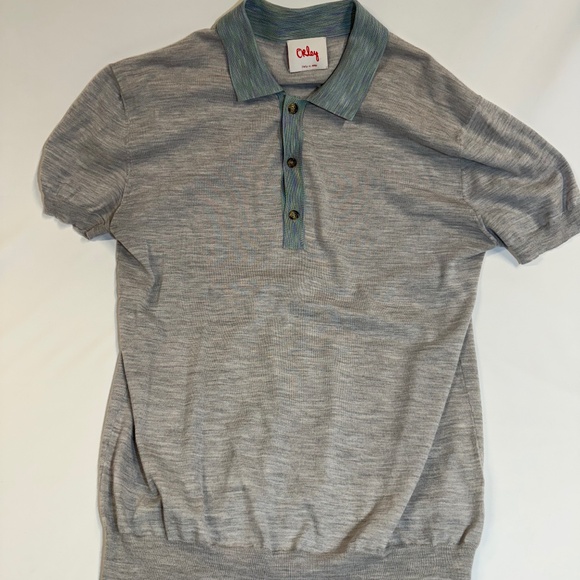 Orley Gray/Blue button Polo Shirt - Picture 1 of 4